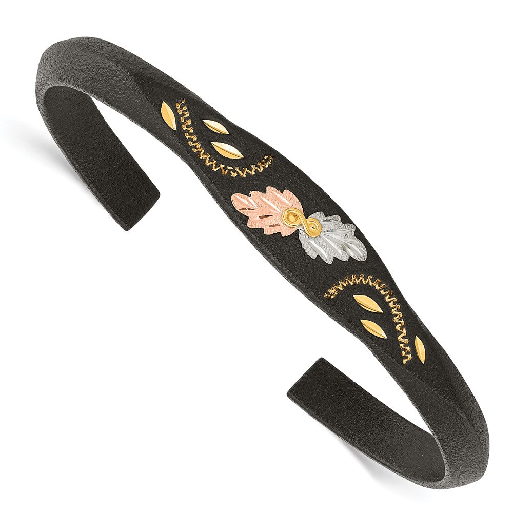 Base Metal & 10K Tri-color Black Hills Gold Black Powder Coated Bangle