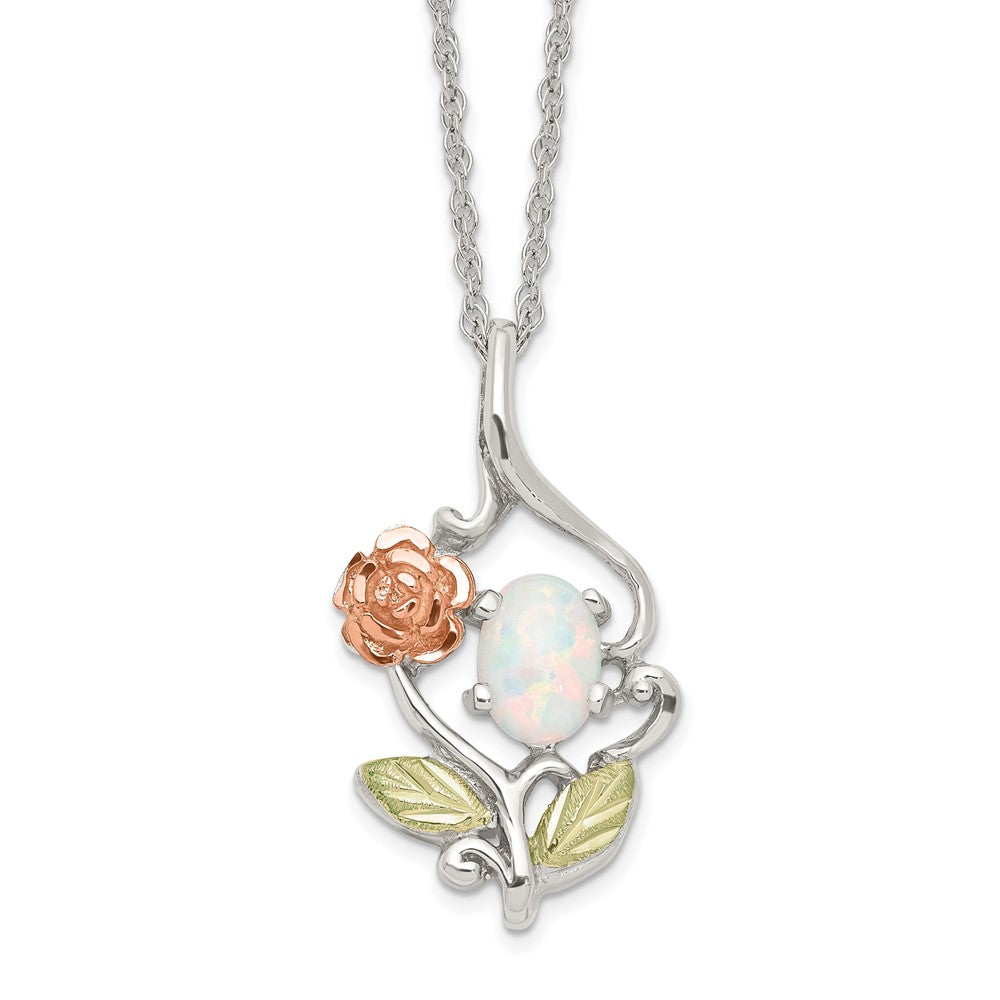 Sterling Silver w/12K Accents & Cr White Opal Black Hills Gold Necklace