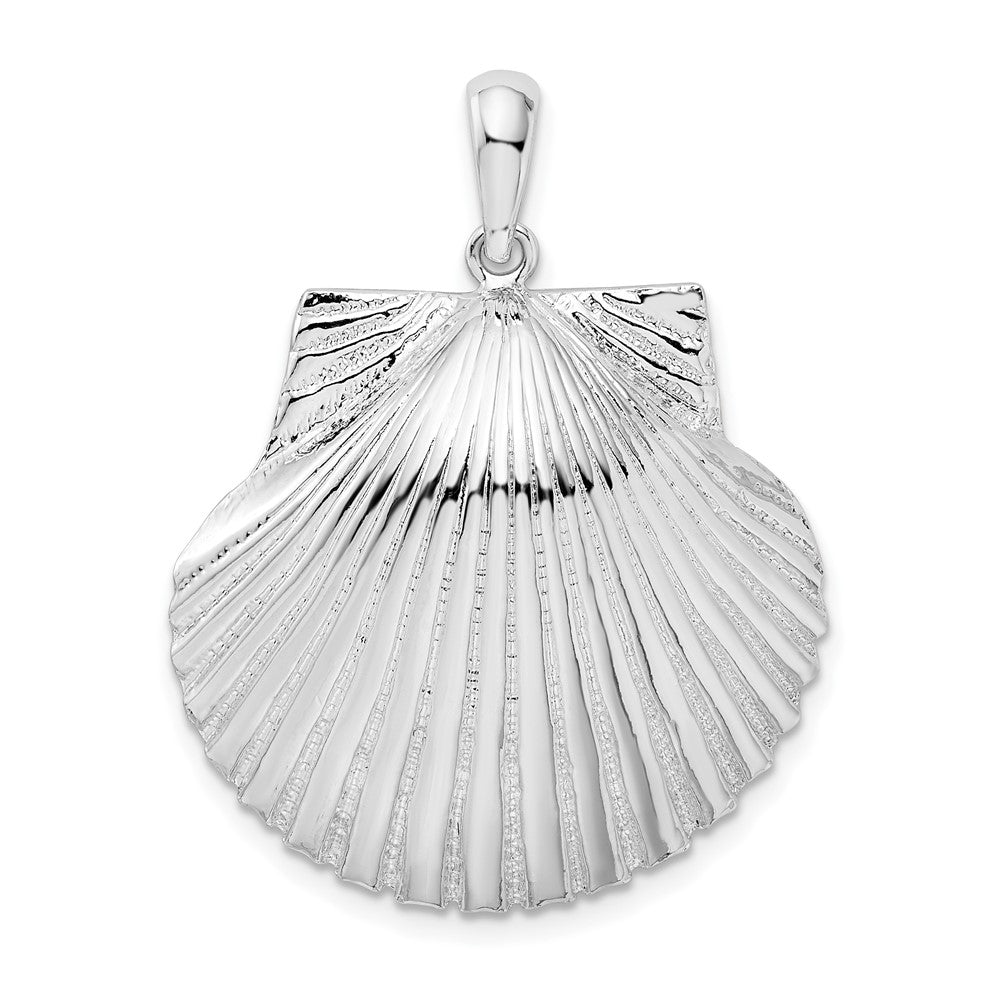 Sterling Silver Polished/Textured Scallop Shell Pendant