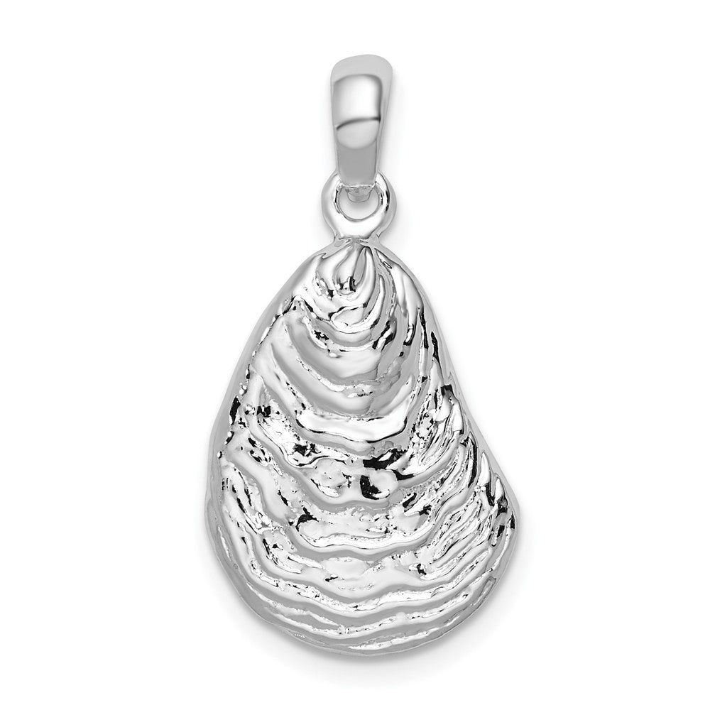 Sterling Silver Polished/Textured 3D Oyster Shell Pendant