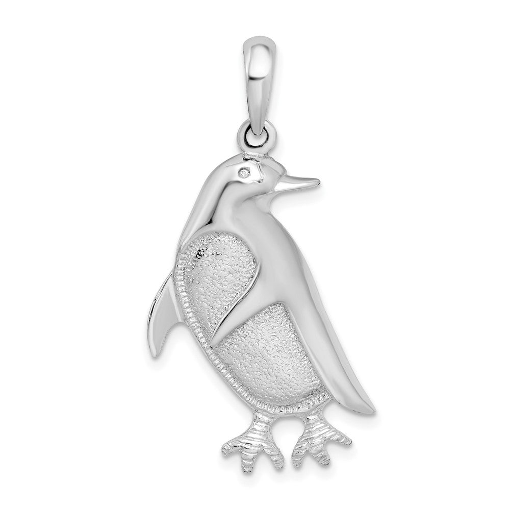 Sterling Silver Polished/Textured Penguin Pendant