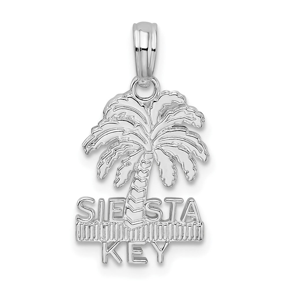 Sterling Silver Polished/Textured Siesta Key Palm Tree Pendant