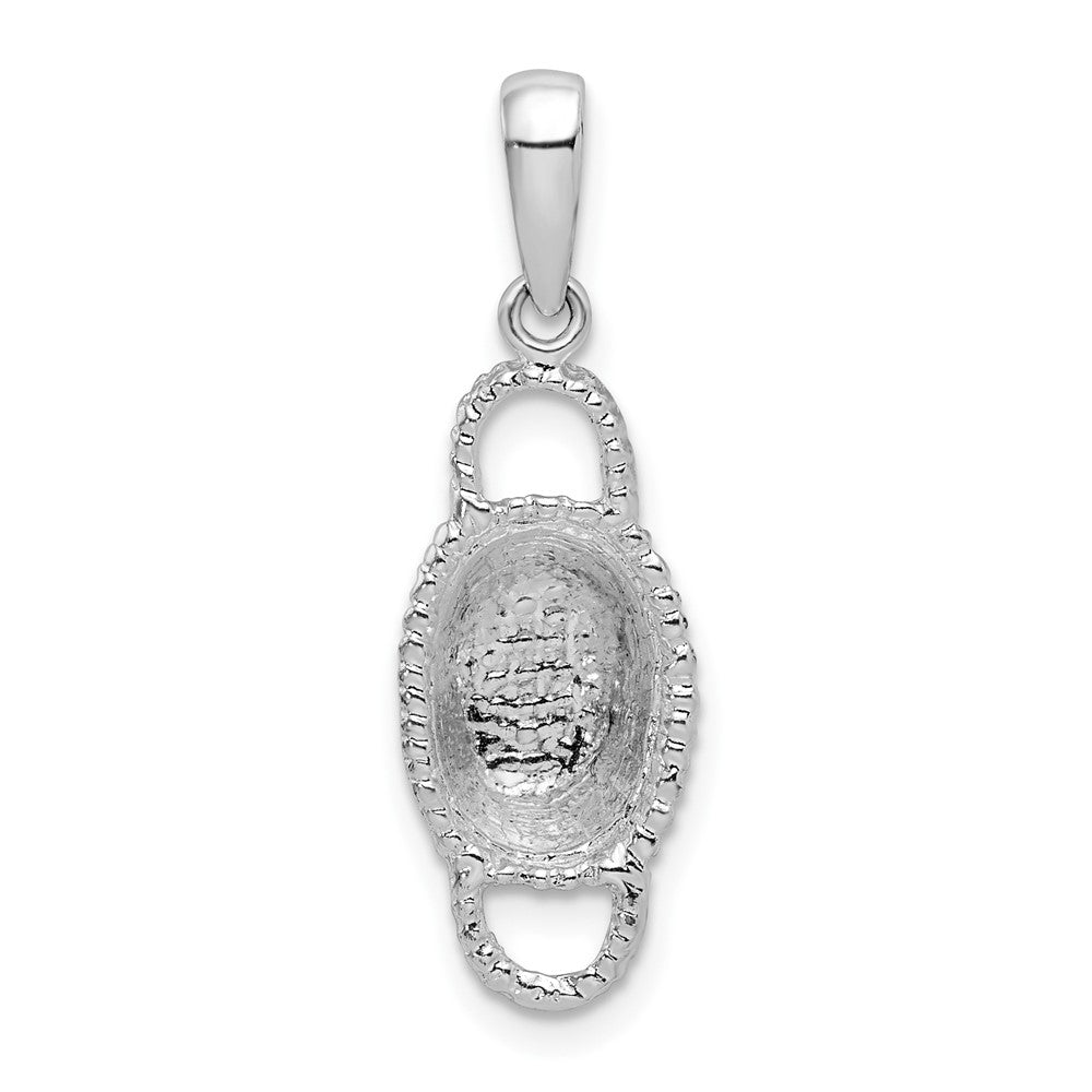 Sterling Silver Polished 3D Double Handle Basket Pendant