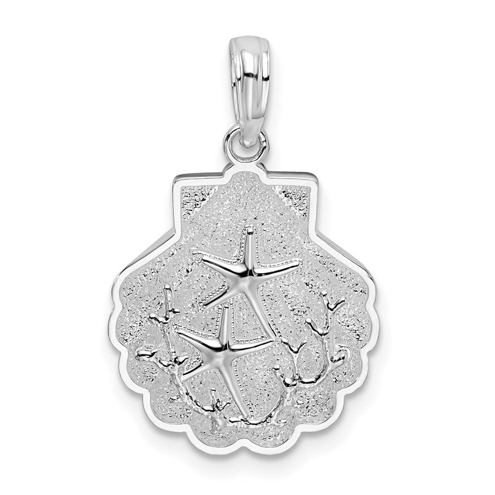 Sterling Silver Polished/Textured Shell w/Starfish Pendant