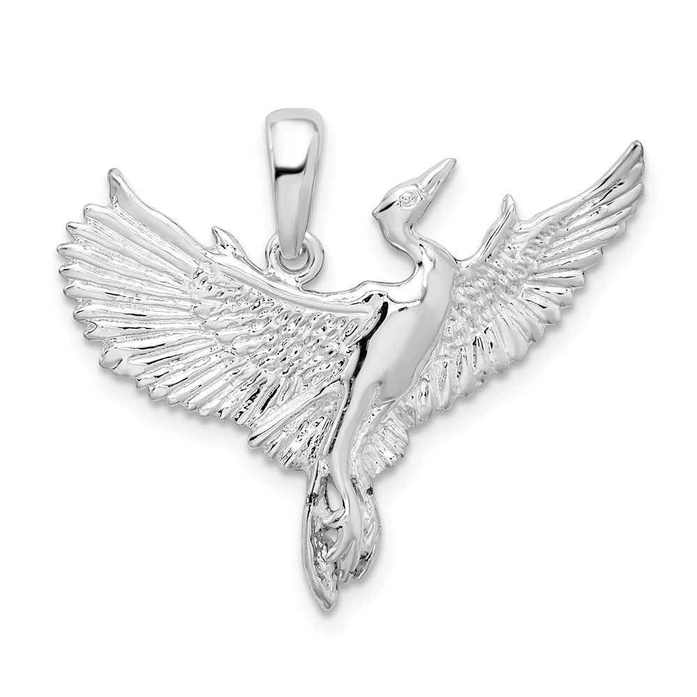 Sterling Silver Polished Egret Bird Pendant