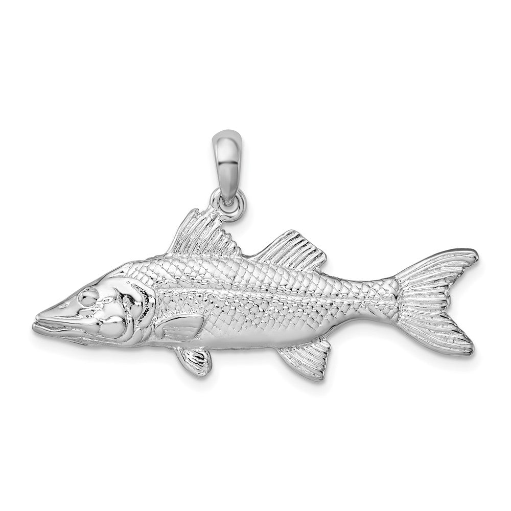 Sterling Silver Polished 3D Snook Fish Pendant
