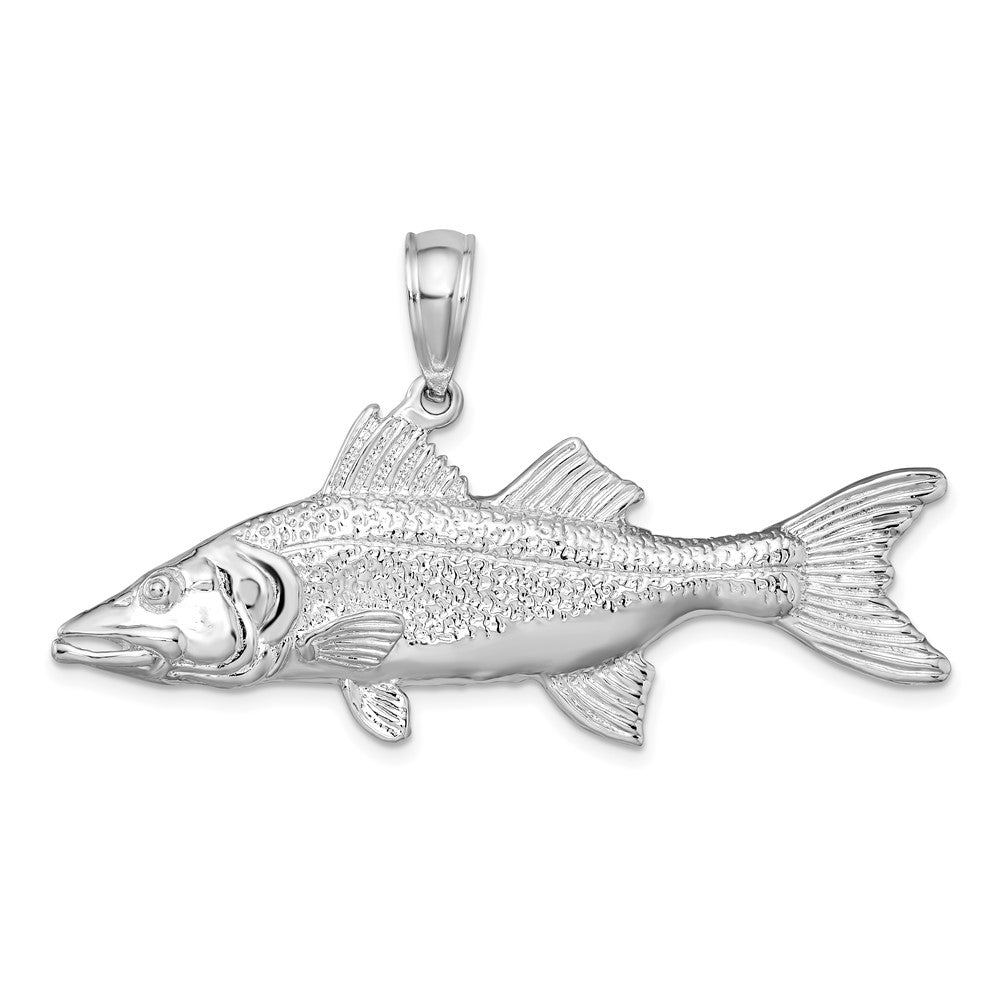 Sterling Silver Polished 3D Snook Fish Pendant