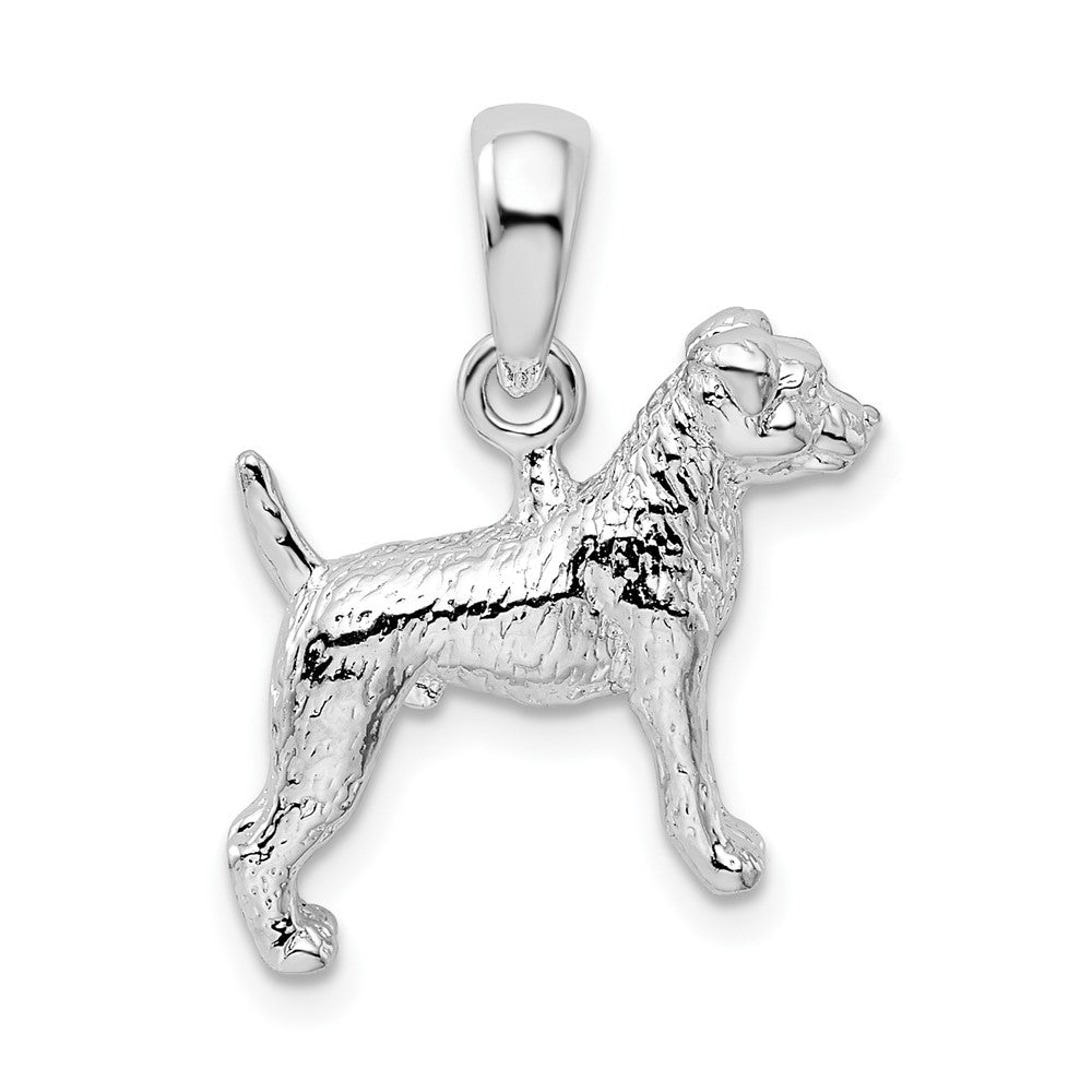 Sterling Silver Textured 3D Jack Russell Terrier Pendant