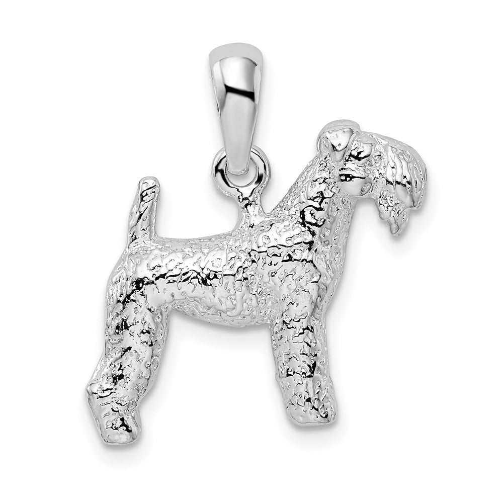 Sterling Silver Textured 3D Kerry Blue Terrier Pendant
