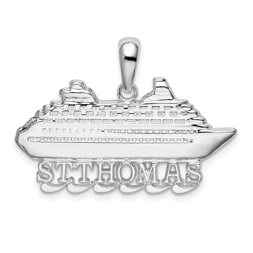 Sterling Silver Polished St. Thomas Cruise Ship Pendant