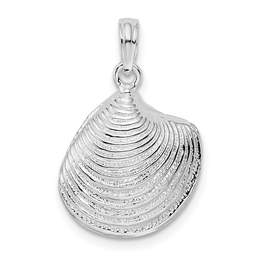 Sterling Silver Polished 3D Clam Shell Pendant