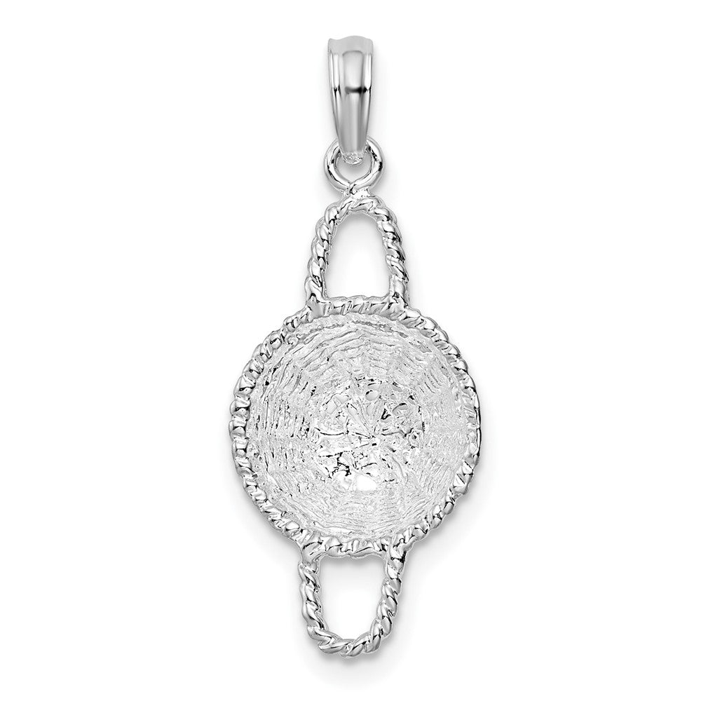 Sterling Silver Polished 3D Round Basket Pendant