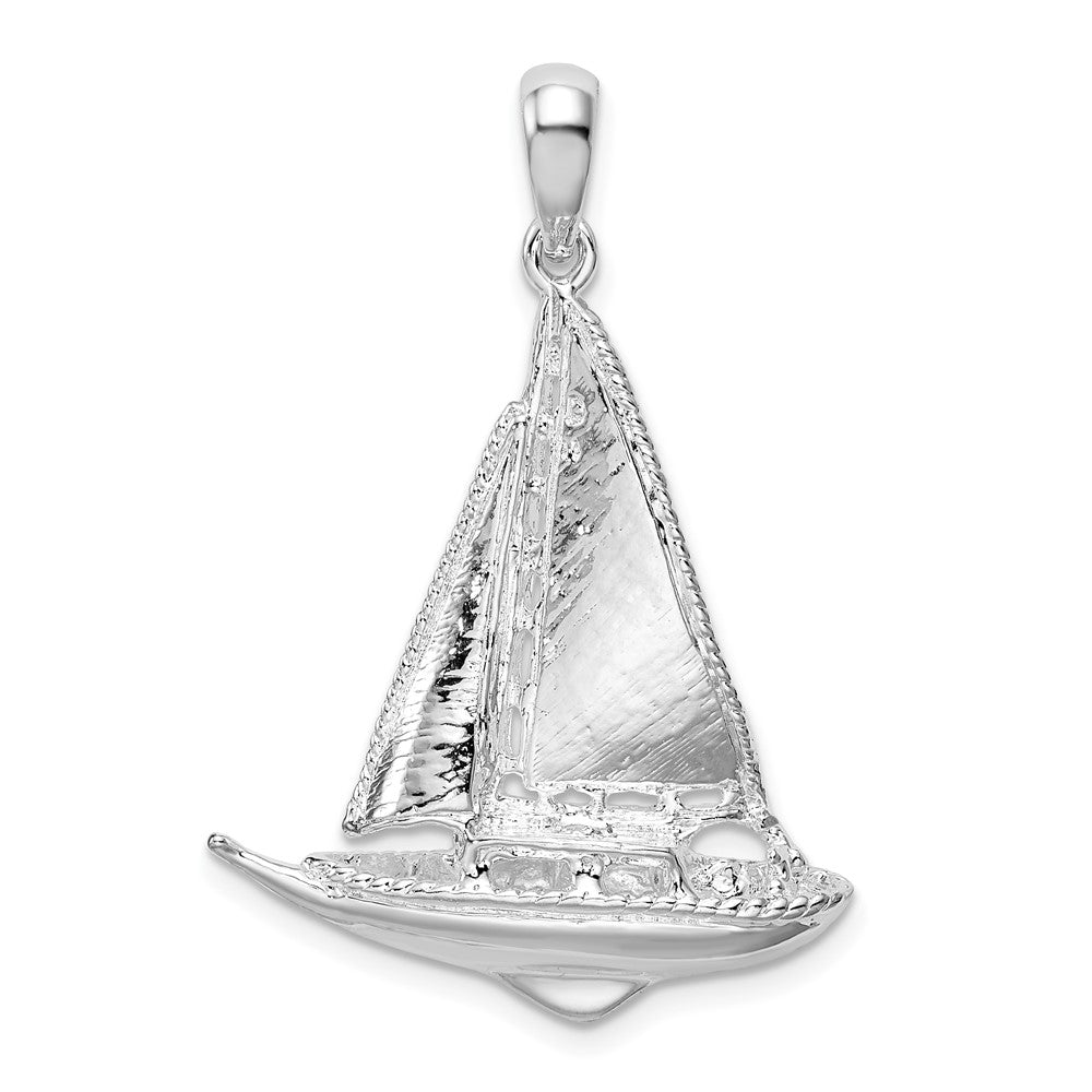 Sterling Silver Polished 3D Sailboat Pendant