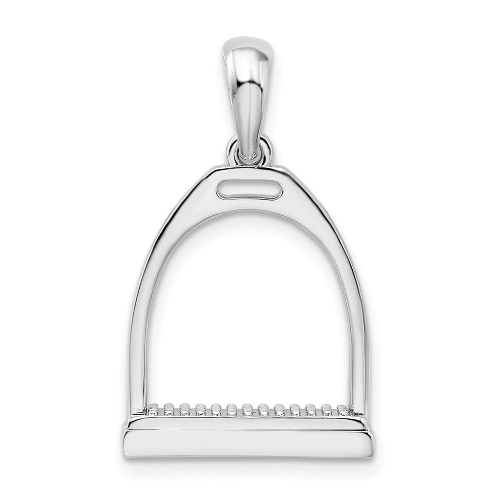 Sterling Silver Polished 3D Large Horse Stirrup Pendant