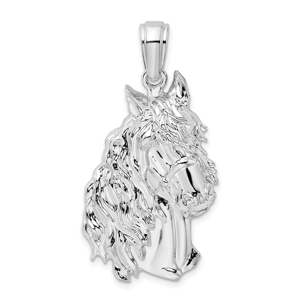 Sterling Silver Polished Large Horse Head Pendant