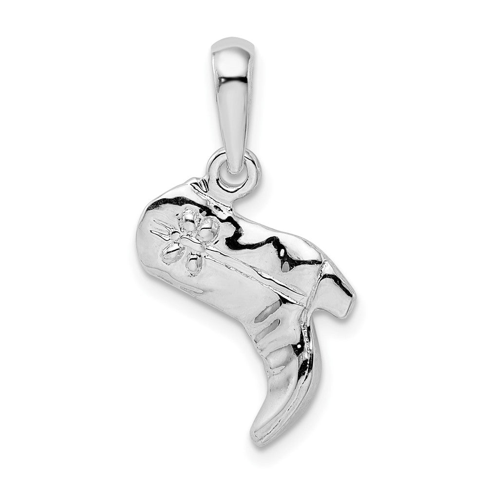 Sterling Silver Polished 3D Cowboy Boot Pendant
