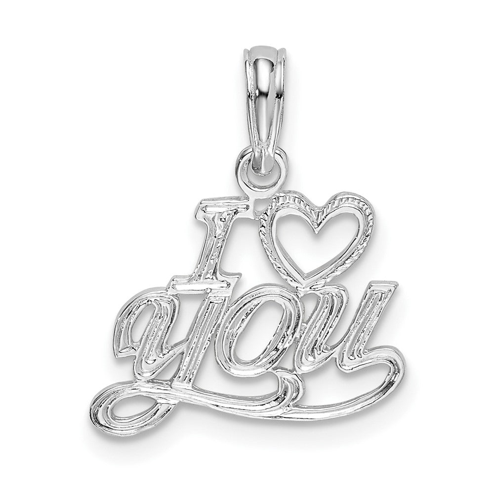 Sterling Silver Polished I HEART YOU Script Pendant