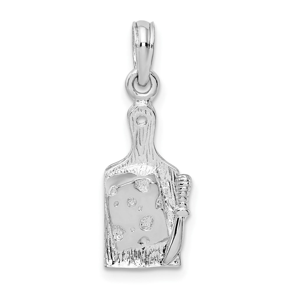 Sterling Silver Polished Cheese Board w/Knife Pendant