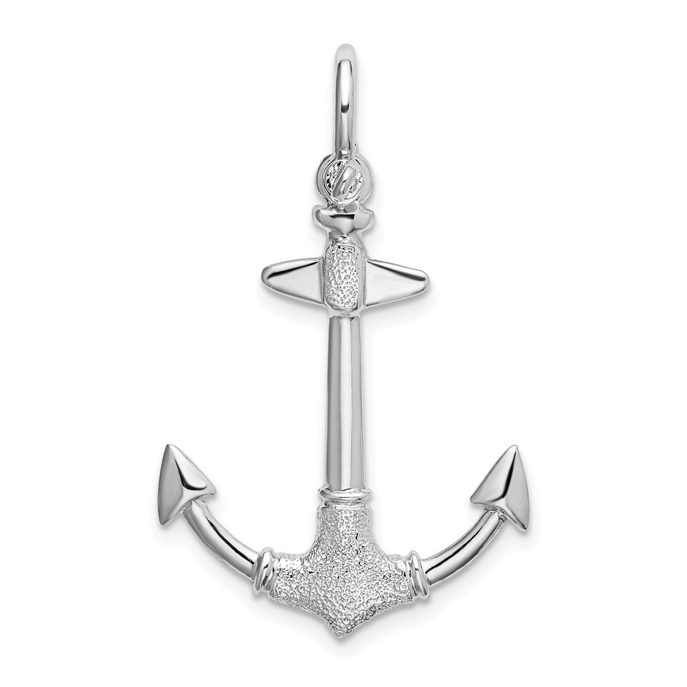 Sterling Silver Polished/Textured 3D Anchor Pendant