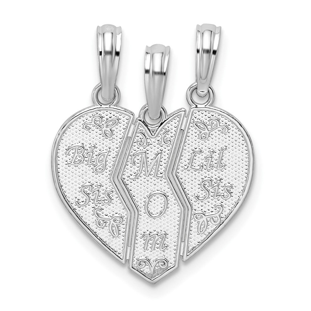 Sterling Silver Textured Big Sis/Mom/Lil Sis Break Apart Pendant