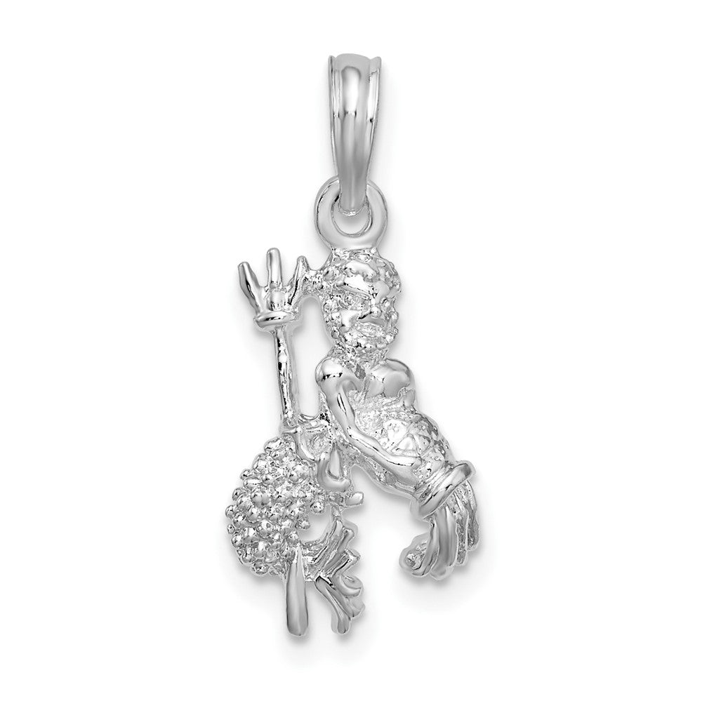 Sterling Silver Polished 3D Aquarius Zodiac Pendant