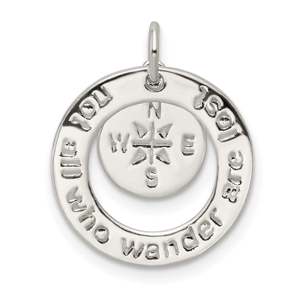 Sterling Silver Round NOT ALL WHO WANDER Pendant