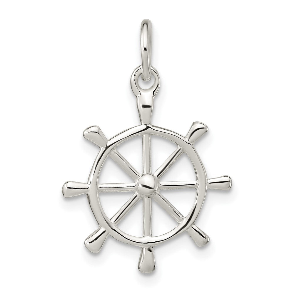 Sterling Silver Polished Ship's Wheel Pendant