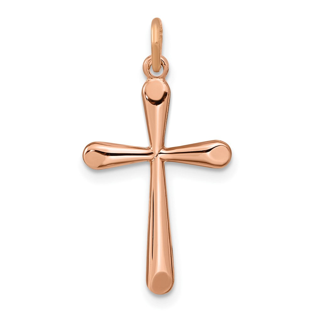 Sterling Silver Rose Gold-plated Polished Round Tapered Ends Cross Pendant