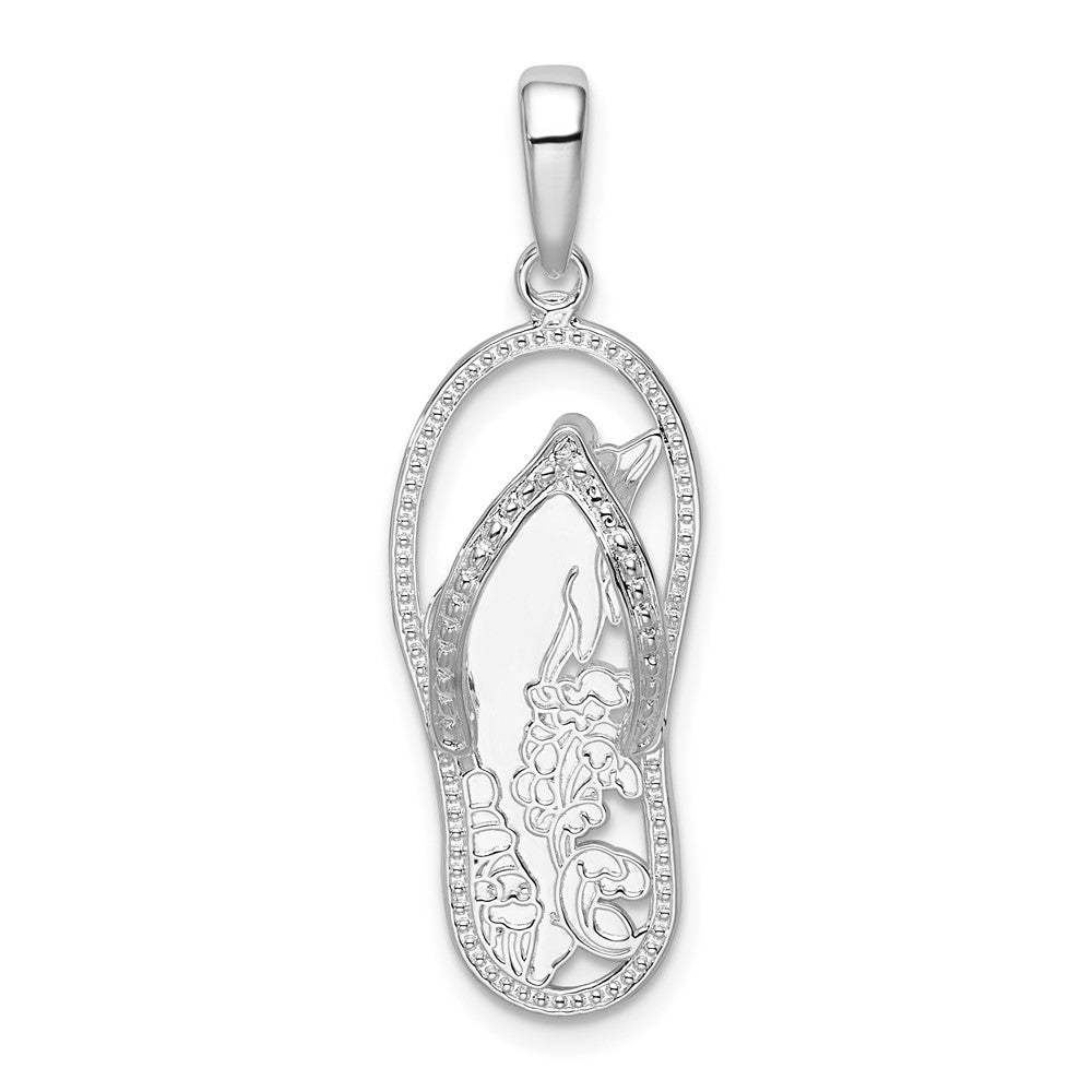 Sterling Silver Polished 3D Cut-out Dolphin Flip-flop Pendant