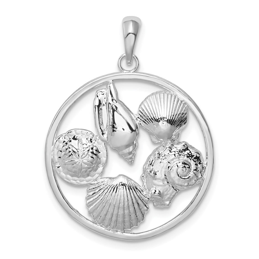 Sterling Silver Polished Shells Round Pendant