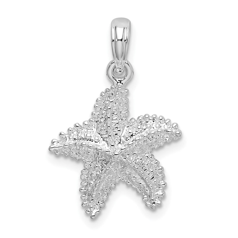 Sterling Silver Polished  Beaded Starfish Pendant