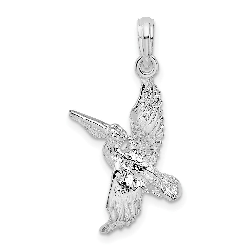 Sterling Silver Polished 3D Flying Pelican Pendant