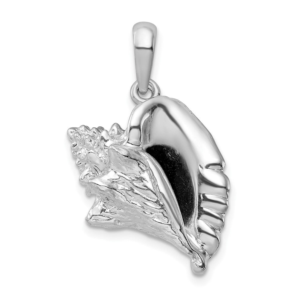 Sterling Silver Polished 3D Large Conch Shell Pendant