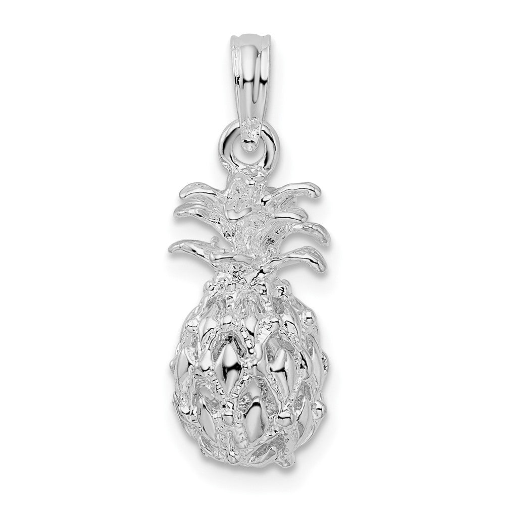Sterling Silver Polished 3D Cut-out Small Pineapple Pendant