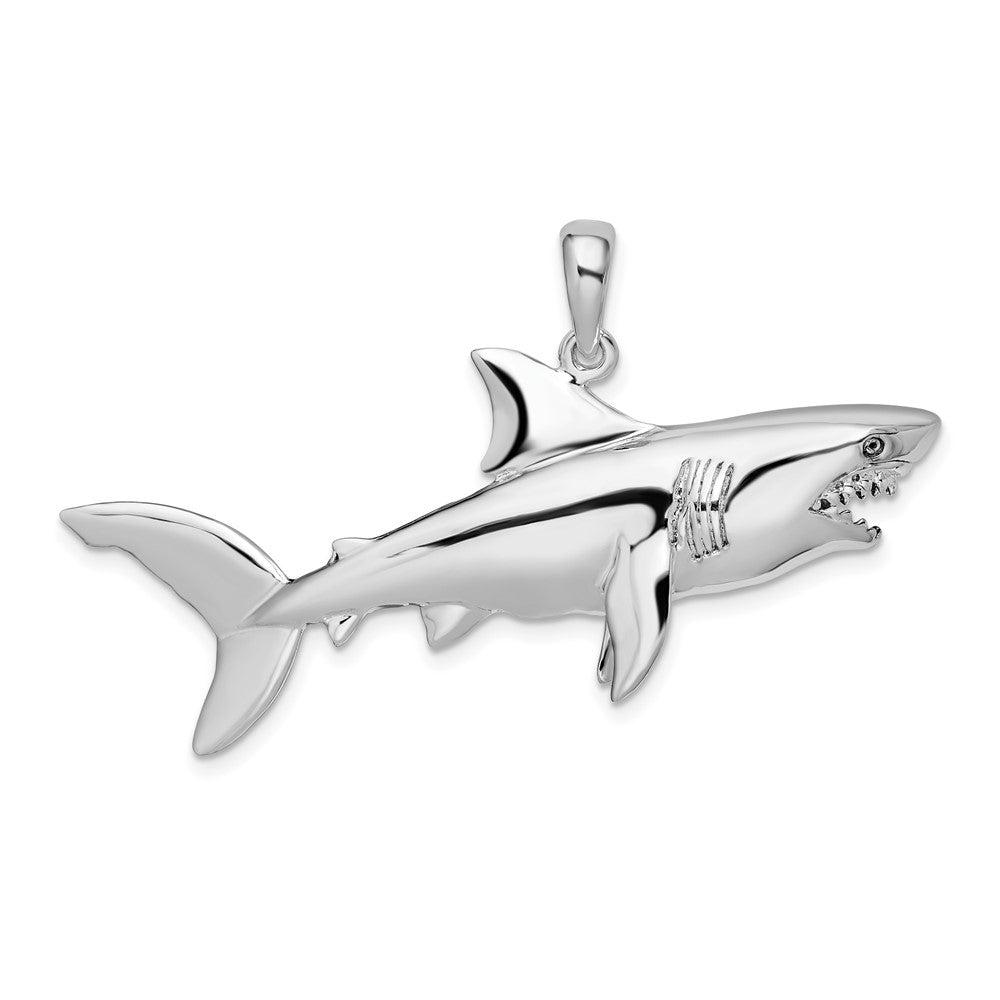 Sterling Silver Polished 3D Shark Pendant