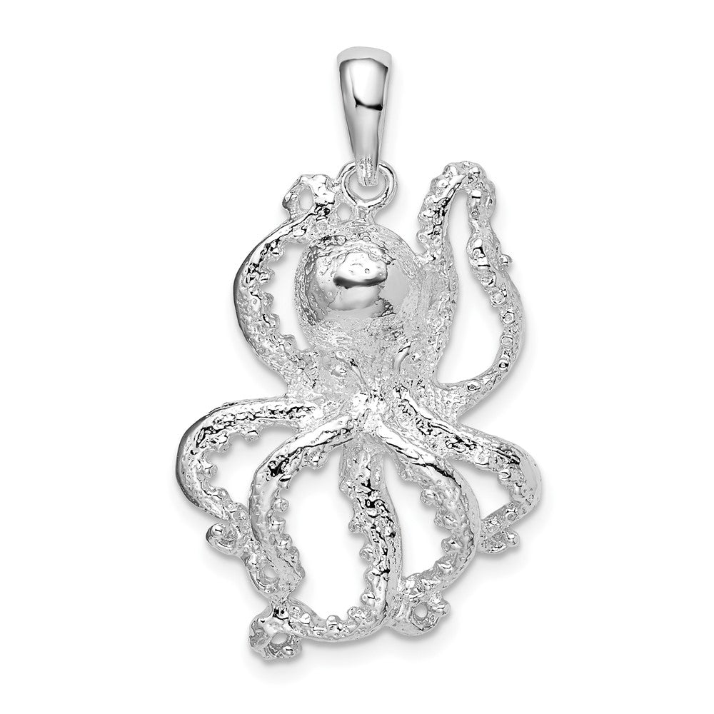 Sterling Silver Polished Textured Octopus Pendant