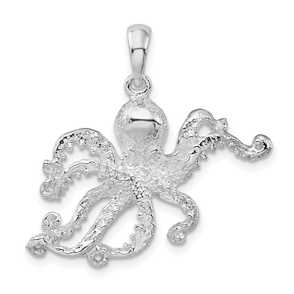 Sterling Silver Polished Textured Octopus Pendant