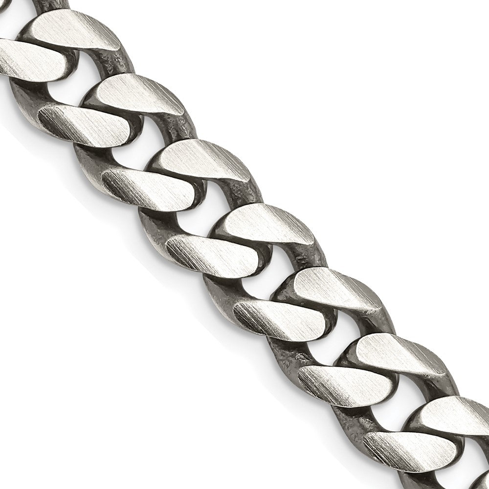 Sterling Silver Antiqued 9mm Curb Chain