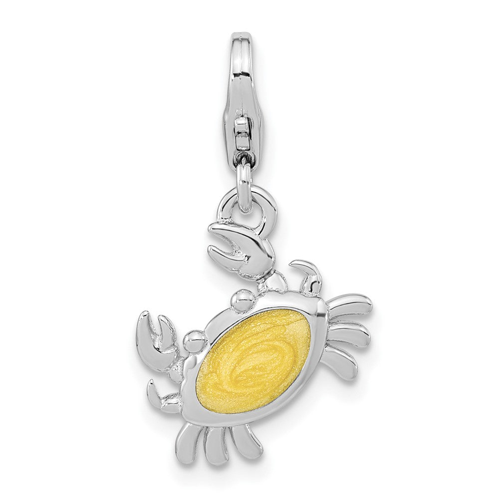 Sterling Silver Amore La Vita Rhodium-pl Glitter Enameled 2D Crab Charm