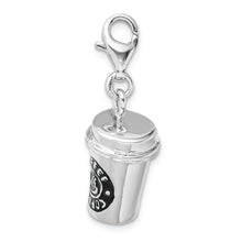 Load image into Gallery viewer, Sterling Silver Amore La Vita Rhodium-pl 3-D Enameled Coffee Cup Charm
