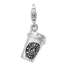 Load image into Gallery viewer, Sterling Silver Amore La Vita Rhodium-pl 3-D Enameled Coffee Cup Charm
