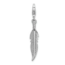 Load image into Gallery viewer, Sterling Silver Amore La Vita Rhodium-plated 3-D Polished Feather Charm
