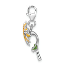 Load image into Gallery viewer, Sterling Silver Amore La Vita Rhodium-pl 3-D Enameled Sunflower Charm
