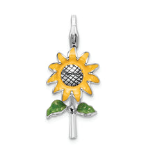 Load image into Gallery viewer, Sterling Silver Amore La Vita Rhodium-pl 3-D Enameled Sunflower Charm
