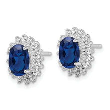 Load image into Gallery viewer, Sterling Silver Cheryl M Rhod-pl Cr Spinel &amp; Oval CZ Halo Earrings
