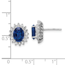 Load image into Gallery viewer, Sterling Silver Cheryl M Rhod-pl Cr Spinel &amp; Oval CZ Halo Earrings
