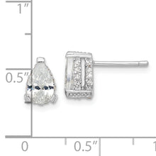 Load image into Gallery viewer, Sterling Silver Cheryl M Rh-p CZ Pear with Pave Gallery Stud Earrings
