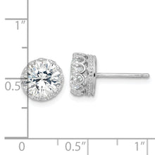 Load image into Gallery viewer, Sterling Silver Cheryl M Rhodium-plated 8mm CZ Crown Post Earrings
