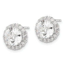 Load image into Gallery viewer, Sterling Silver Cheryl M Rhodium-plated White CZ Halo Stud Post Earrings
