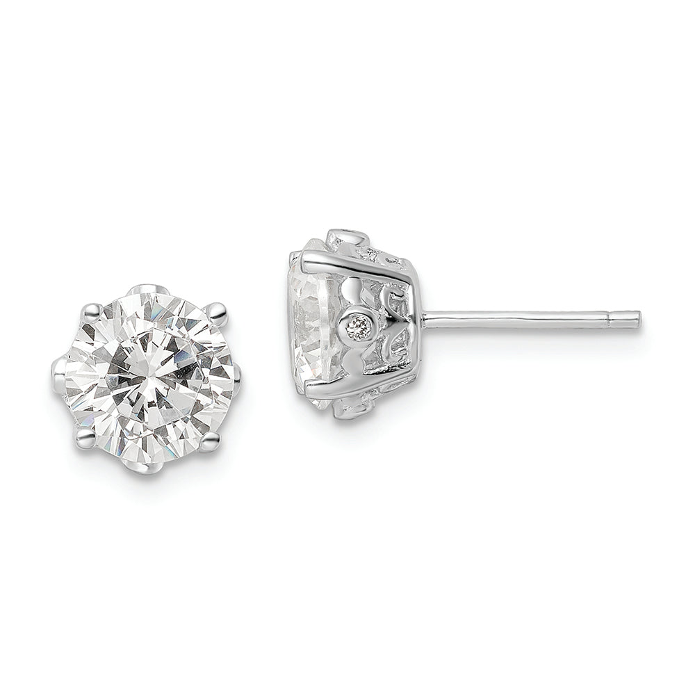 Sterling Silver Cheryl M Rhodium-plated Fancy CZ Stud Post Earrings